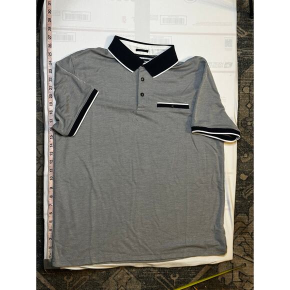 Denim & Flower Ricky Singh Men’s Polo Shirt XL Black Gray Contrast Trim Casual - Picture 2 of 5